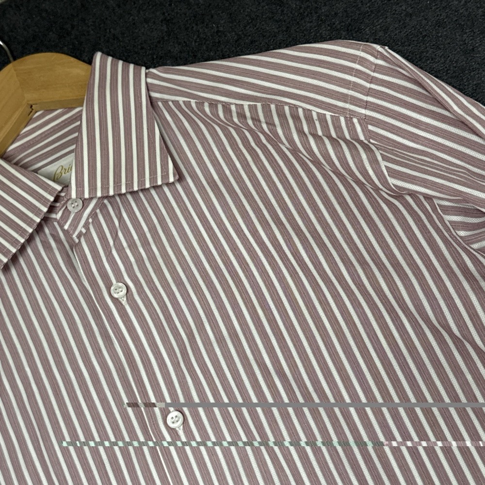Brioni Men's Stripe French Cuff Dress Shirt Pink Whiteโ 44 See Measurements